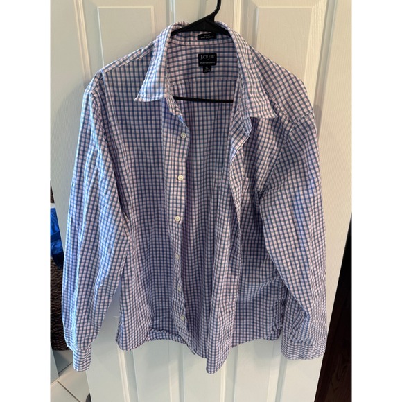 J.Crew Other - J.Crew Performance Slim Untucked Shirt XL Mens Blue Pink Gingham Check Button Up